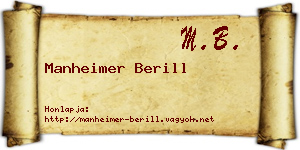 Manheimer Berill névjegykártya
